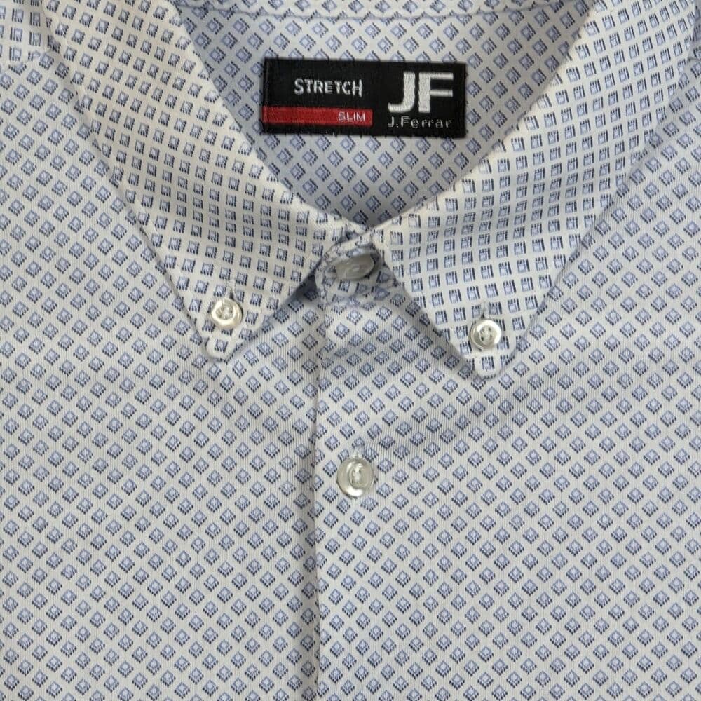 JF Ferrar Men's XL 34-35 Blue & White Hexagon Long Sleeve Shirt