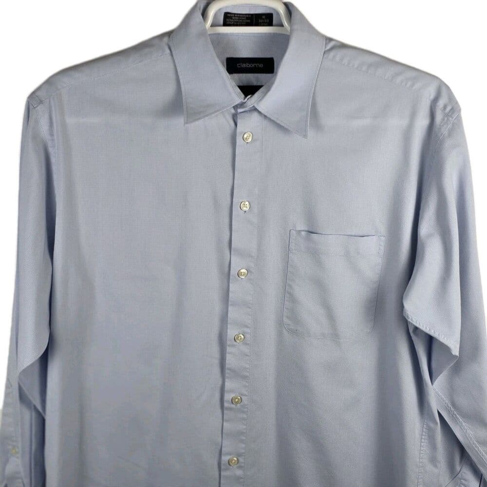Liz Claiborne Men's Large 16- 32/33 Light Blue Long Sleeve Button Up Shirt