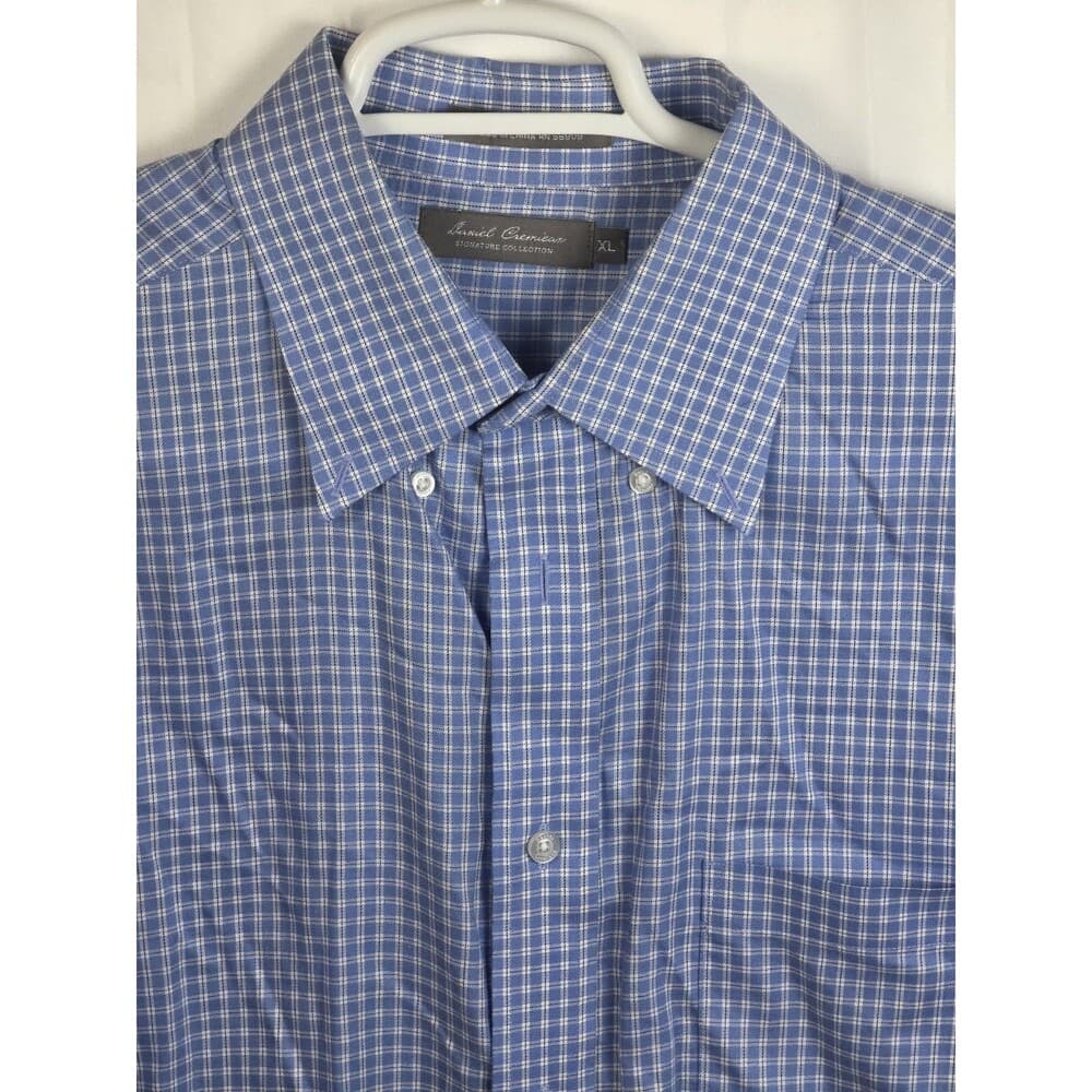 Daniel Cremieux Mens XL Blue Checkered Button Up Long Sleeve Shirt