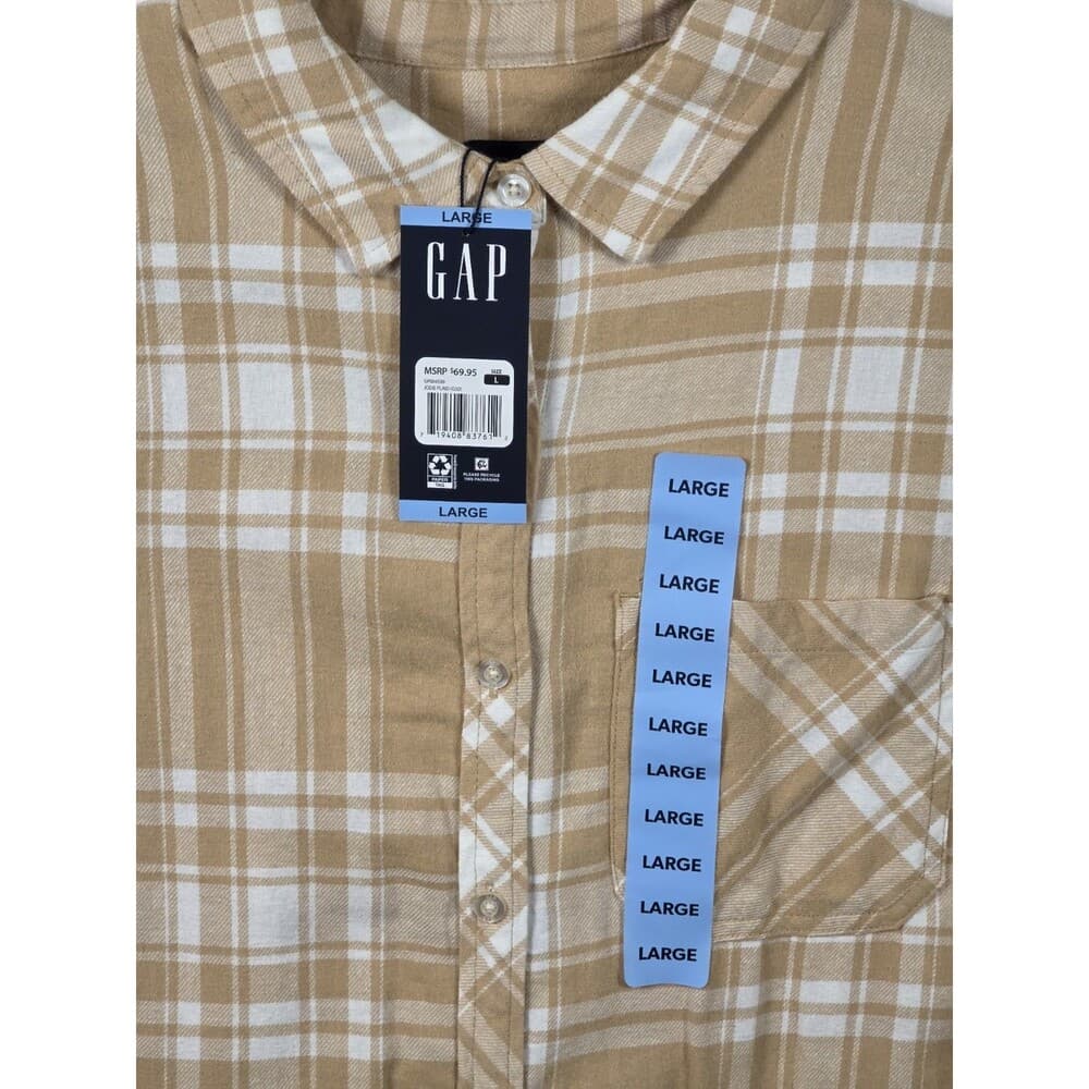 NWT Gap Women's Large Relaxed Fit Button Up Flannel Shirt Plaid