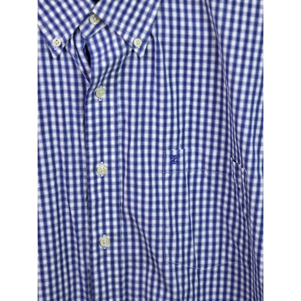 IZOD Men's Large Blue/ White Checkered Long Sleeve Button Up Shirt