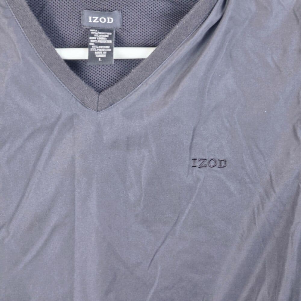Vintage IZOD Men's Large Black Nylon Golf Mesh Lined Windbreaker Vest