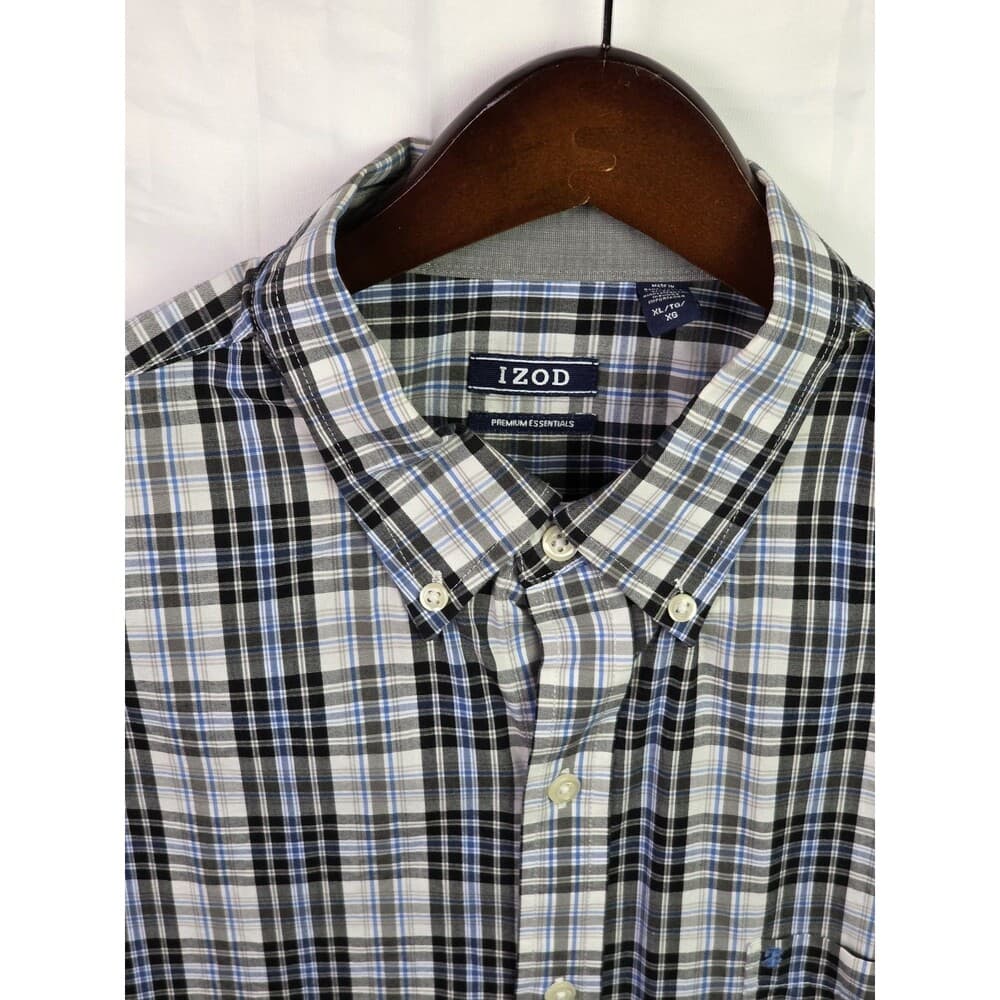 IZOD Men's XL Blue Multicolored Plaid Long Sleeve Button Up Shirt