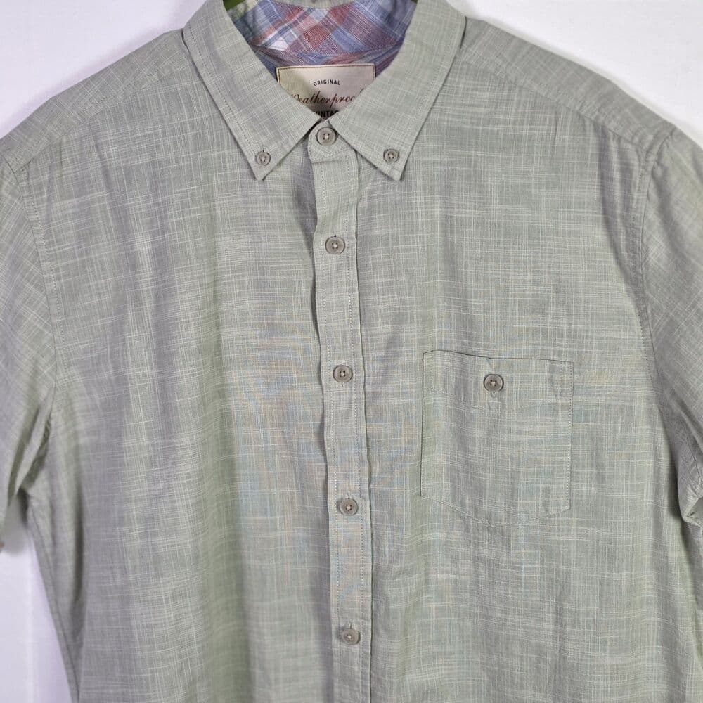 Weatherproof Men's XL Olive Green Short Sleeve Button Down Shirt