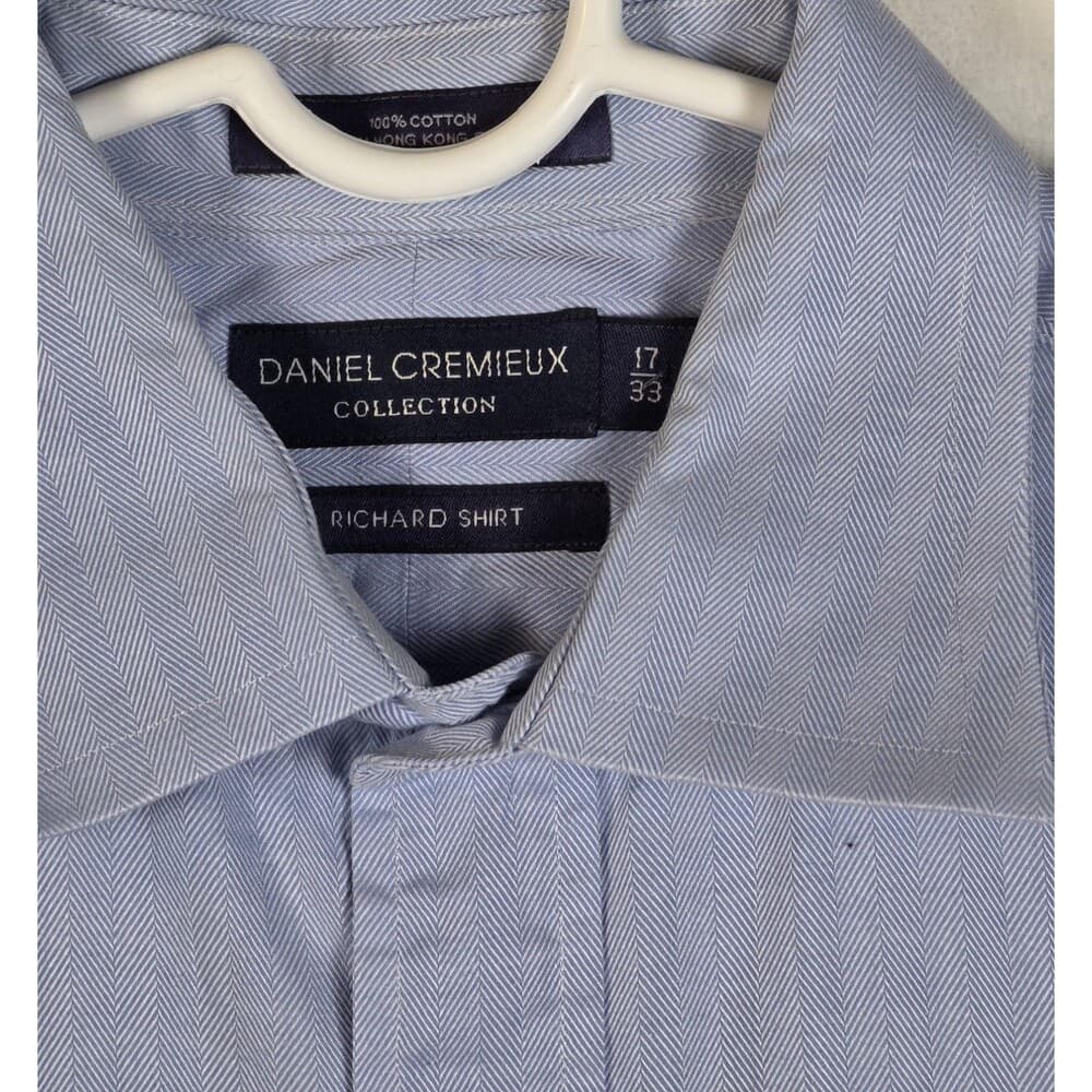 Daniel Cremieux Men's 17 - 33 Blue Shirt with Pinstripes