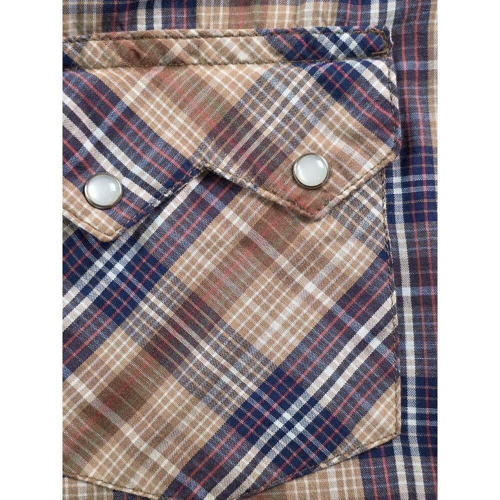 Wrangler Western Shirt XL Brown Plaid Brush Pearl Snap Shirt