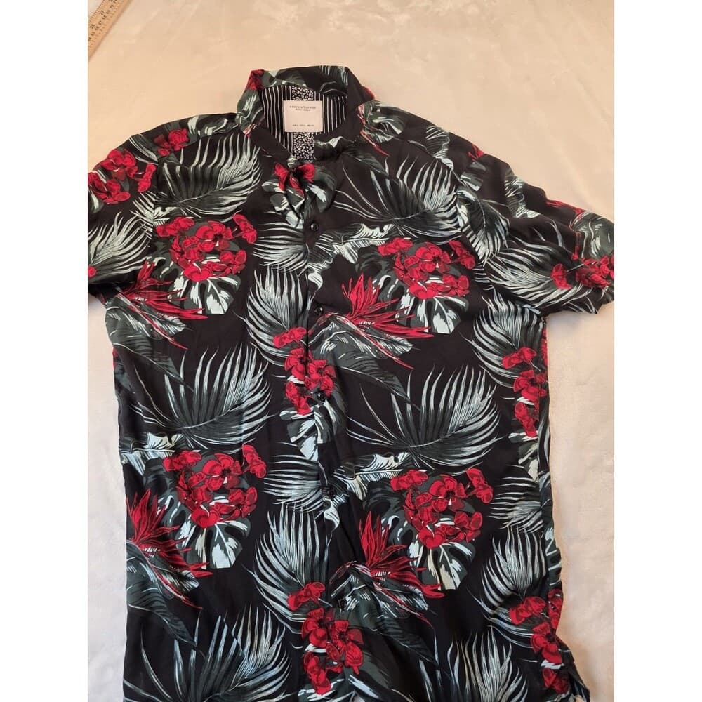 Denim & Flower Men's Large Ricky Singh Floral Paisley Short Sleeve Shirt