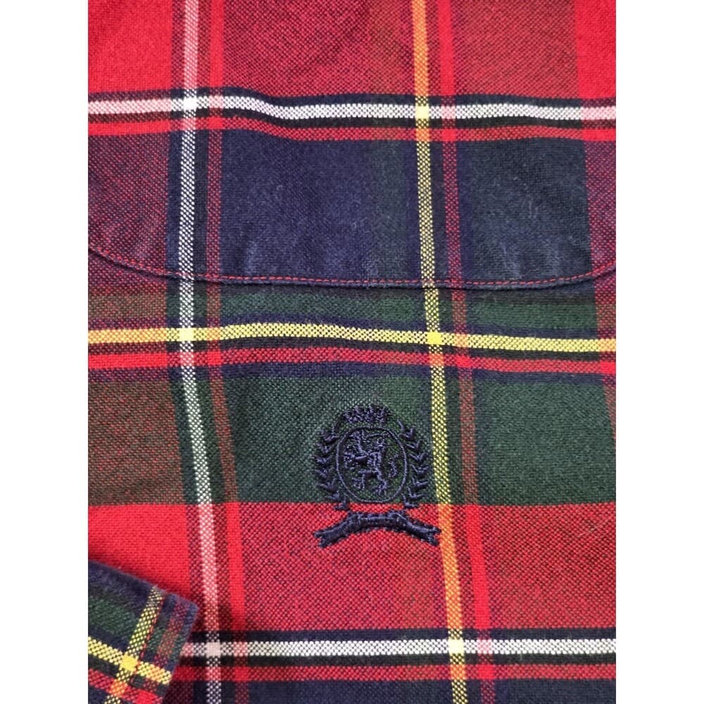 Vintage Tommy Hilfiger Men's XL Blue Plaid Long Sleeve Shirt