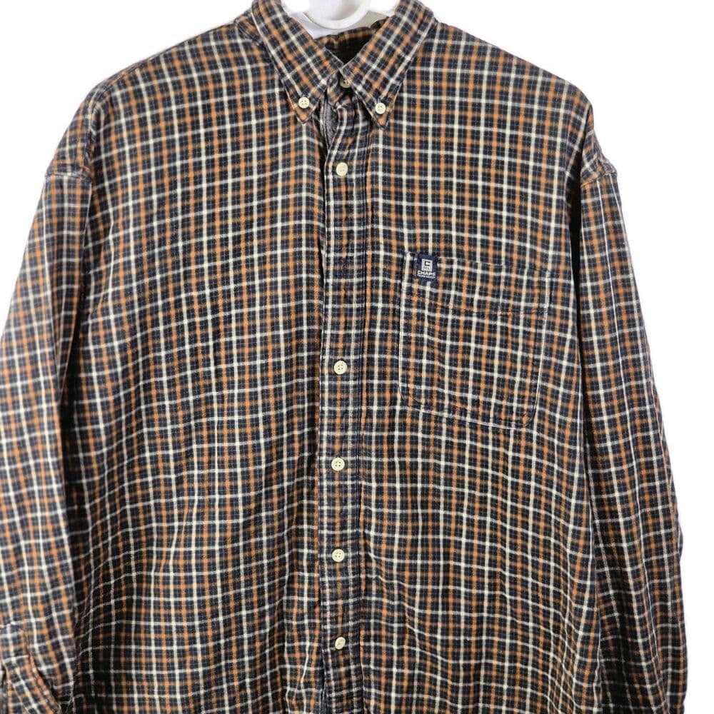Chaps Performance Men's Large Plaid Flannel Button Up Long Sleeve Shirt