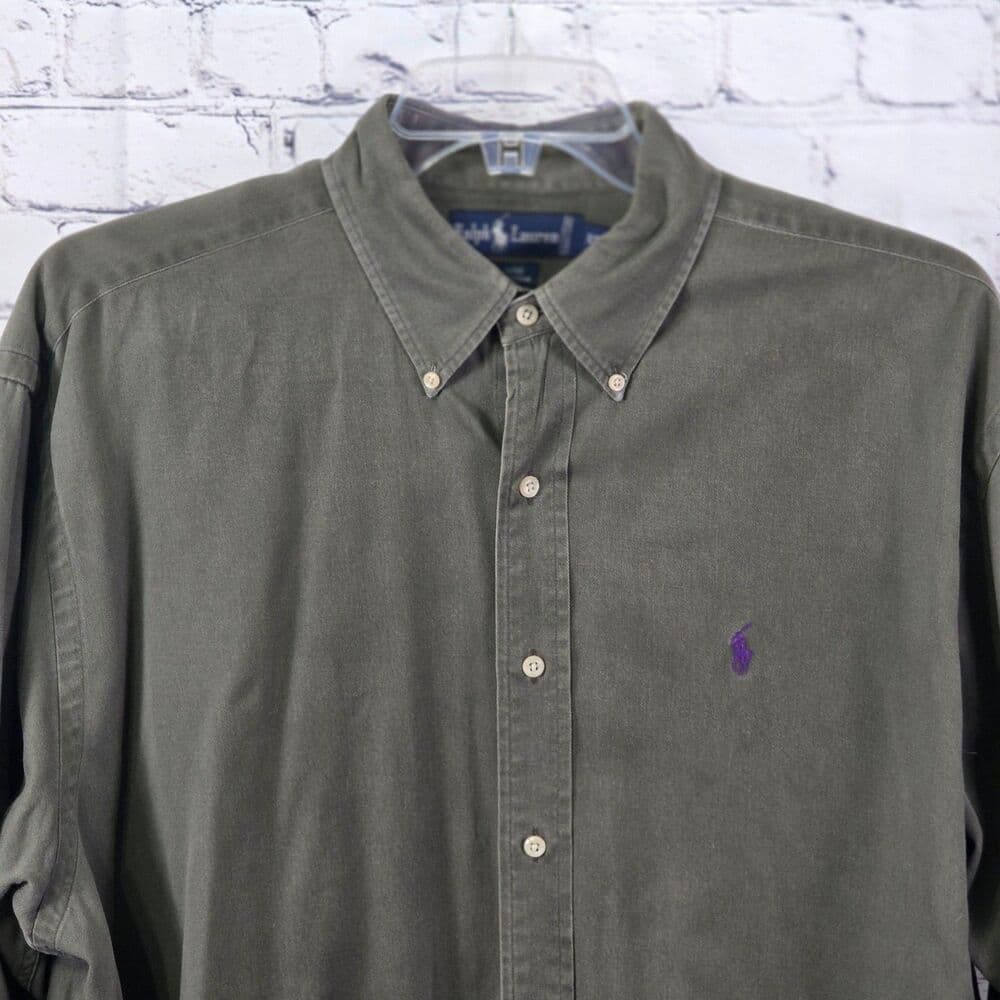 Ralph Lauren Blake Men's XL Dark Green Cotton Button-Up Shirt