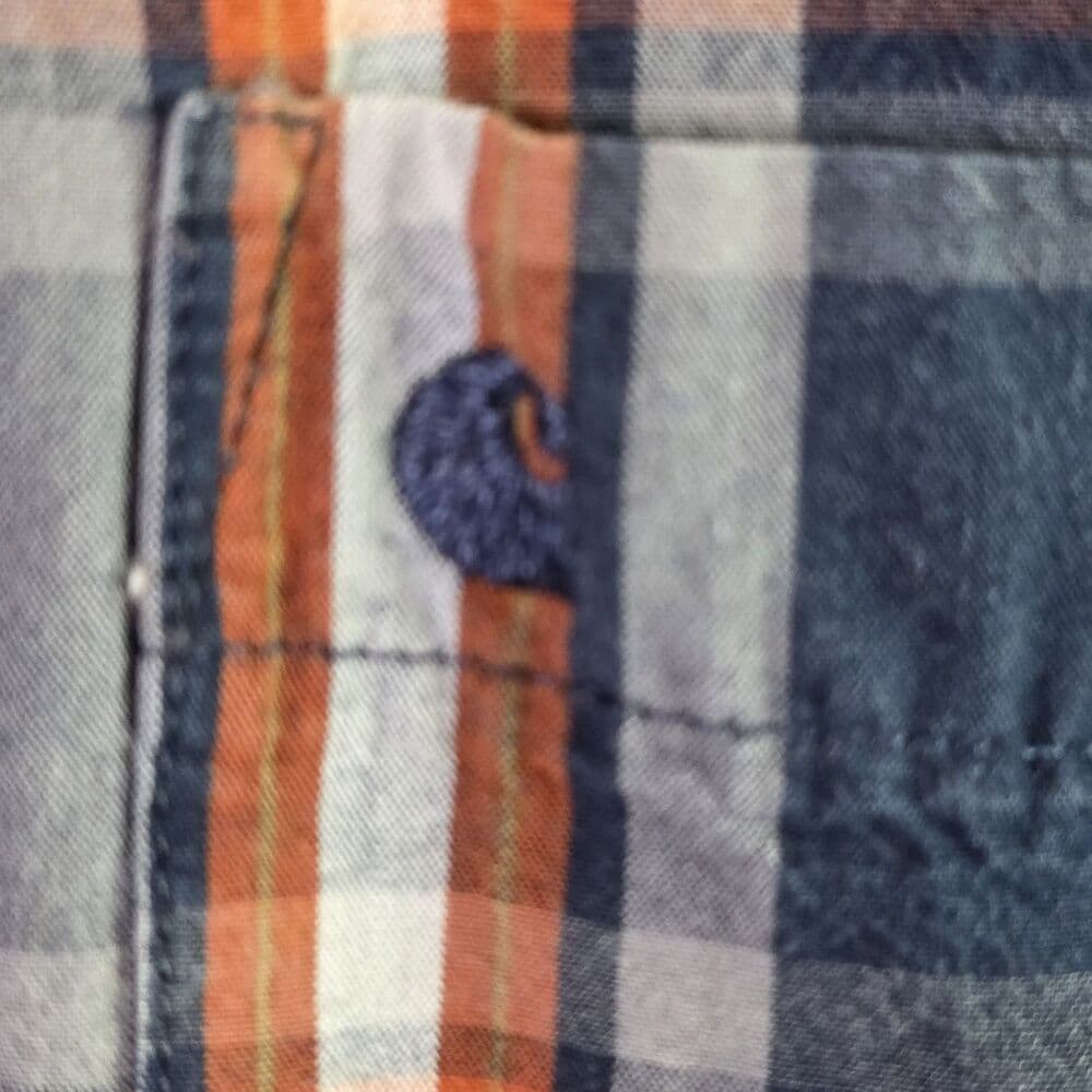 VTG CARHARTT Men's XL Blue & Red Plaid Relax Fit Short Sleeve Button Down Shirt