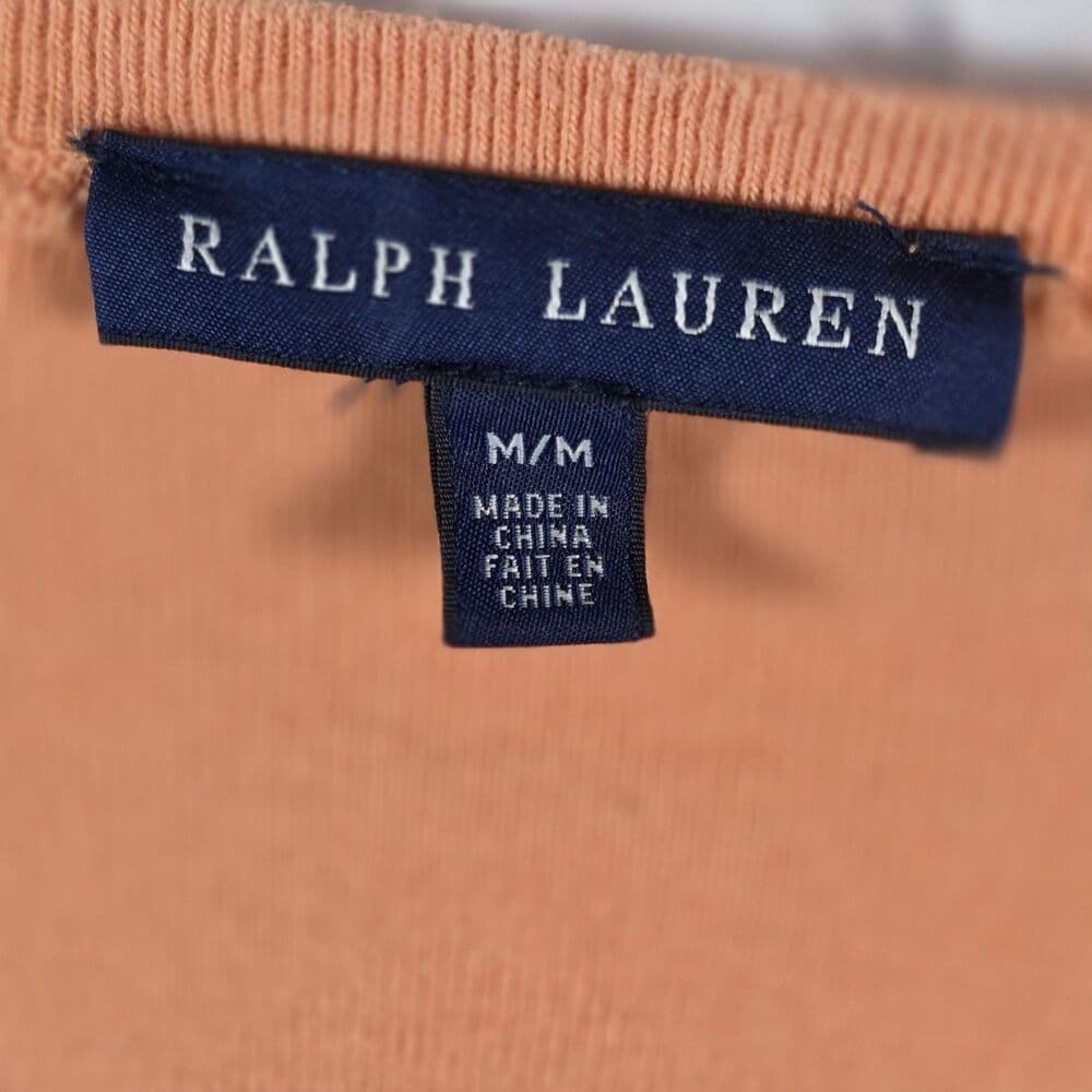 Ralph Lauren Blue Label Women’s Medium Orange V-Neck Short Sleeve Top