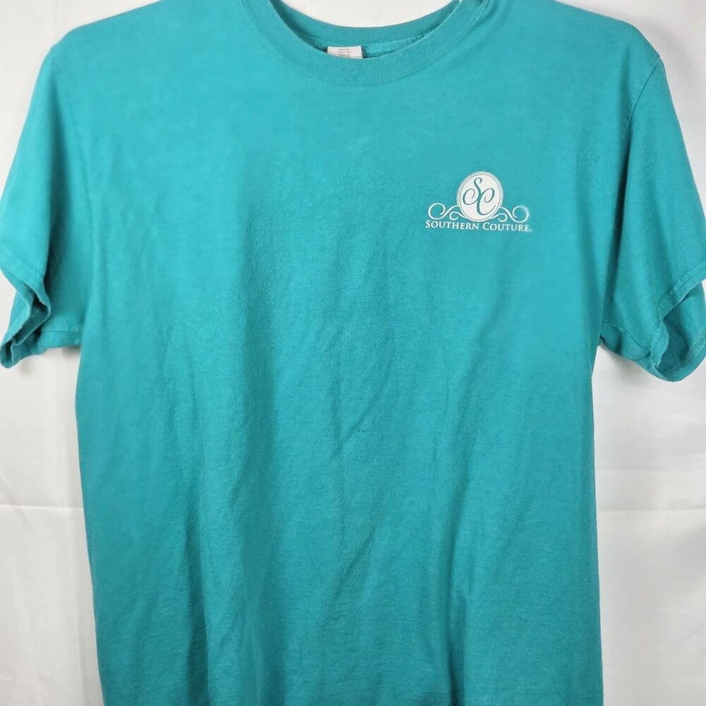 Southern Couture Classic Women's Large Teal " Too Much Style " T-Shirt