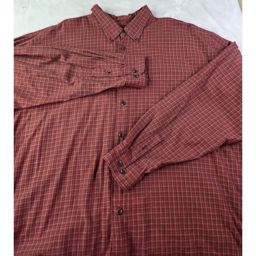 IZOD Jeans Men's XXL Red Plaid Button Up Long Sleeve Shirt