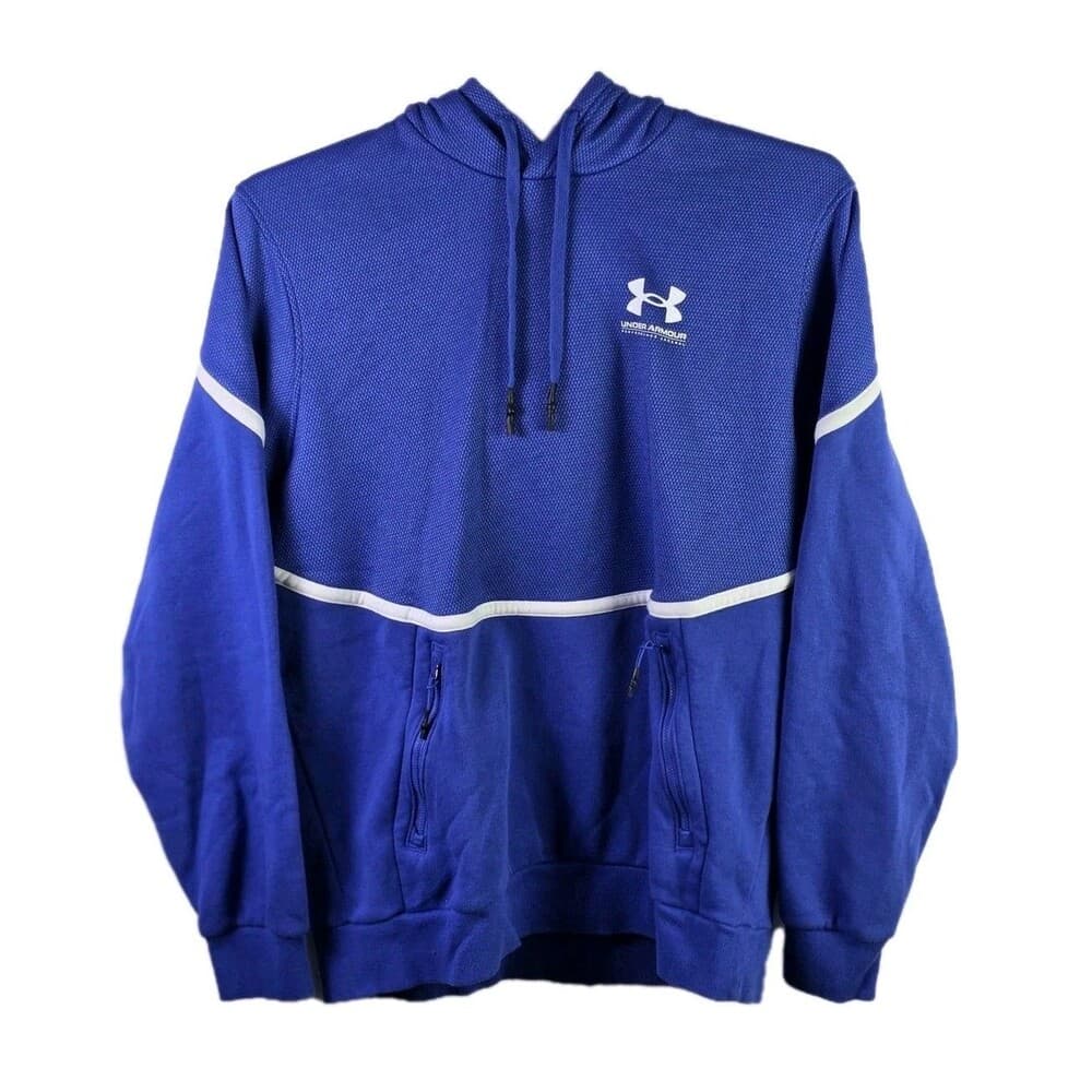 Vintage Under Armour Men's Large Royal Blue Long Sleeve Hoodie