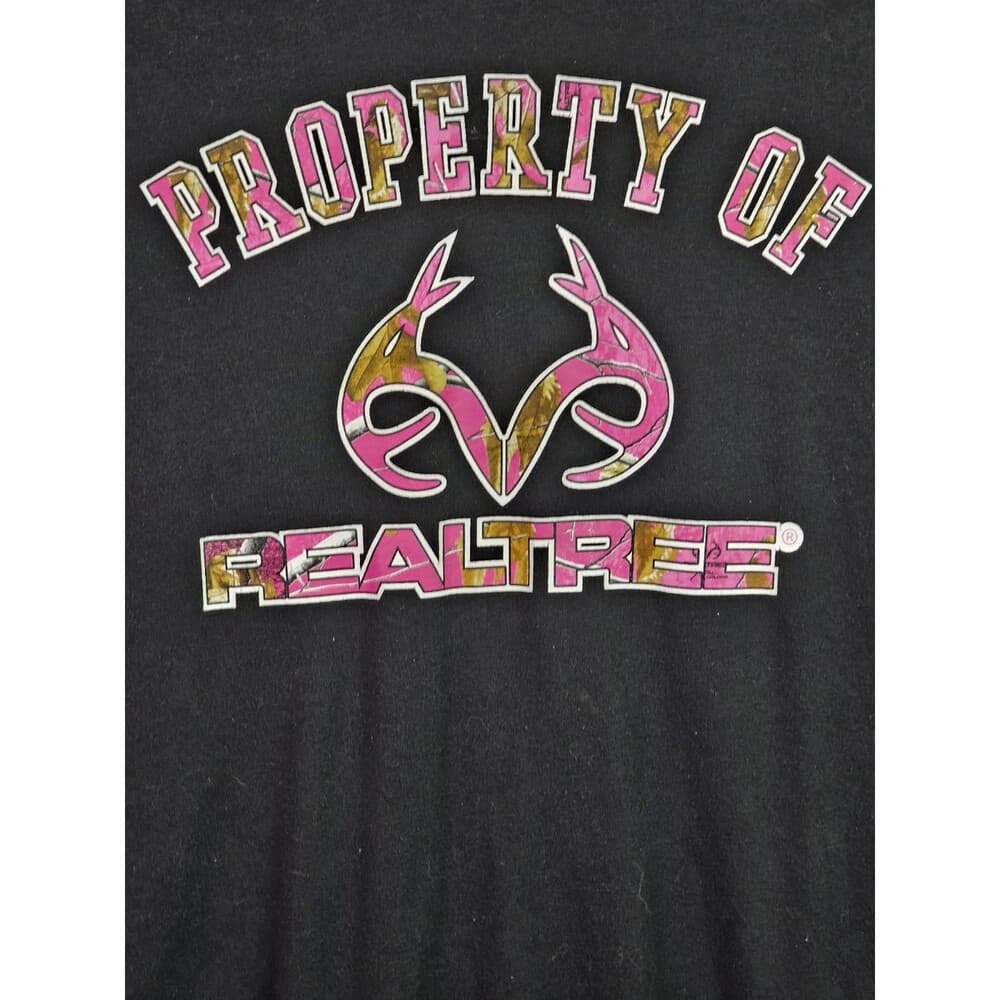 RealTree Shirt Womens XL Black Pink Round T-Shirt