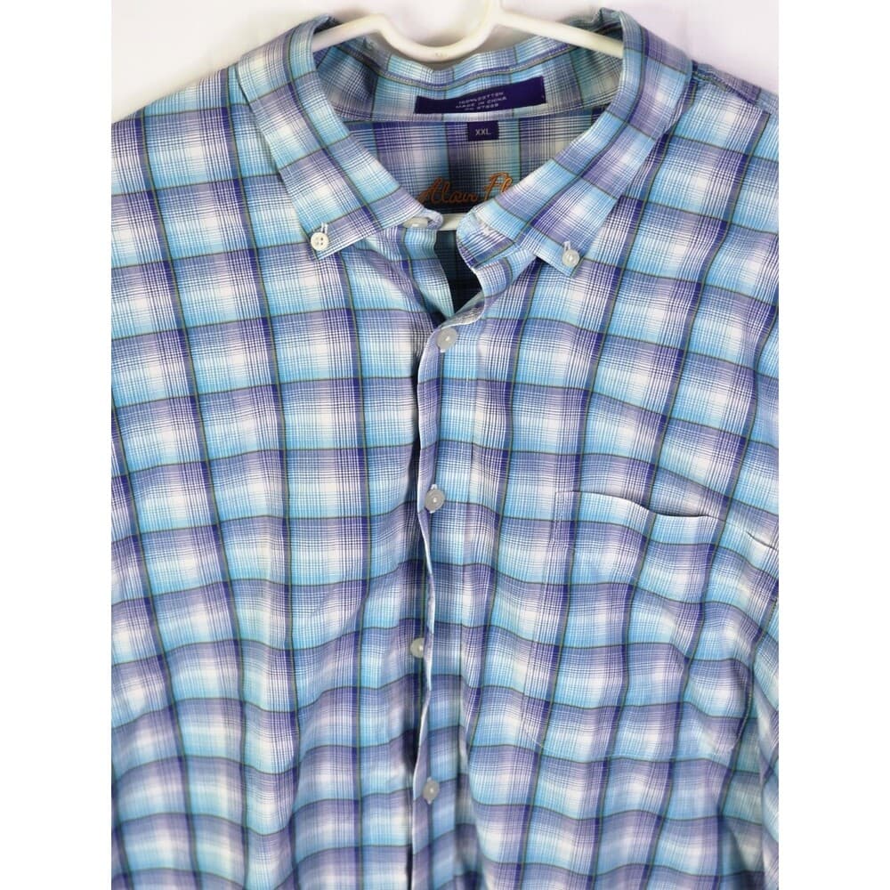 Alan Flusser Men's XXL Multi-Colored Checkered Long Sleeve Button Up Shirt