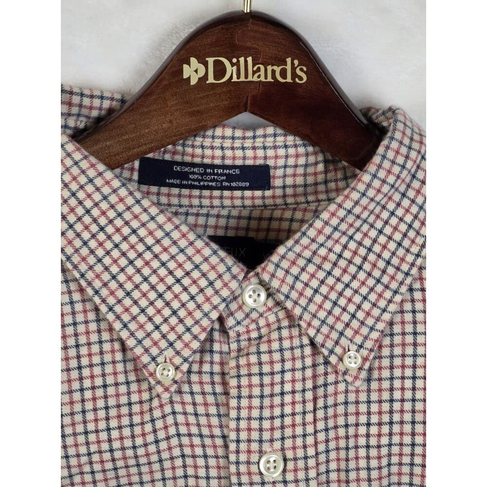 Daniel Cremieux Men's XL Plaid Red/Tan/Blue Button Down Shirt