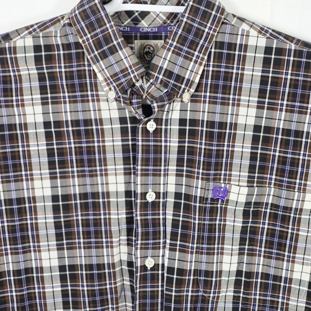 Cinch Men’s Medium Plaid Multicolor Long Sleeve Button Up Shirt