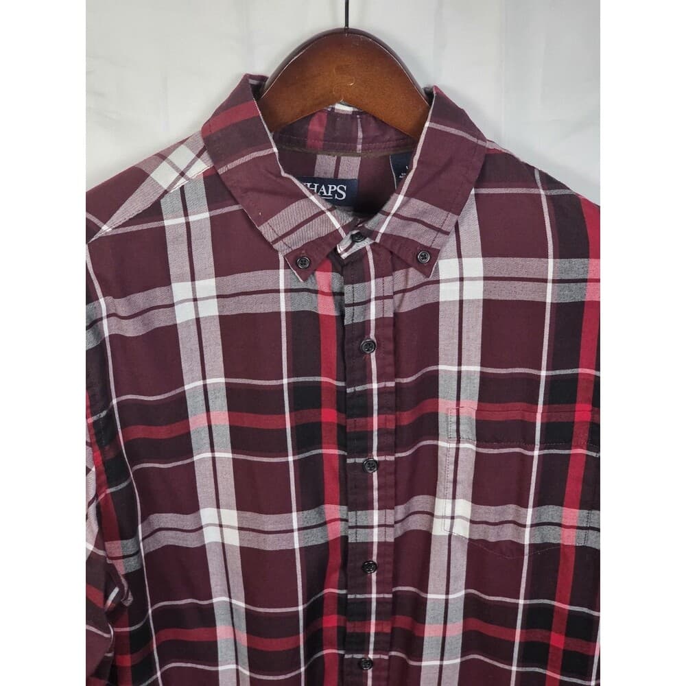 Chaps Easy-Care Men's Plaid Small Button Up Shirt