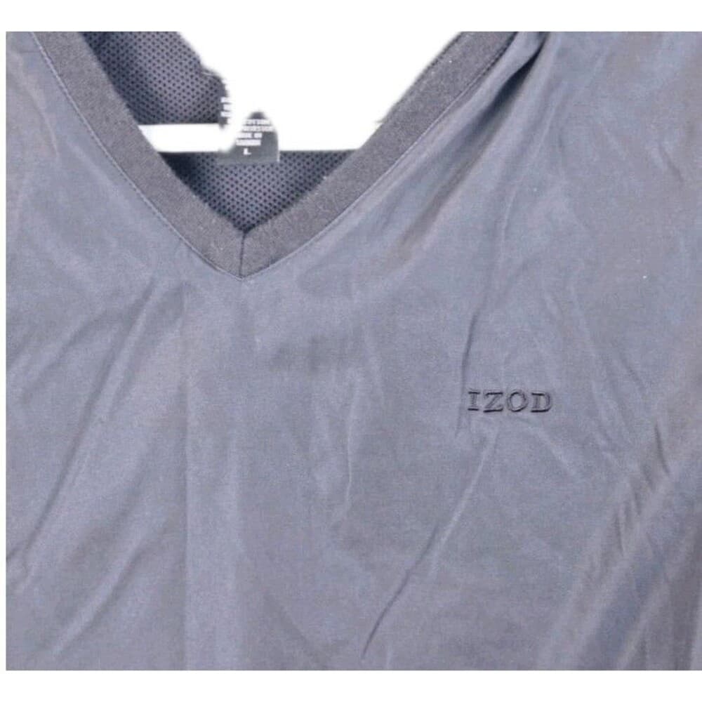 Izod Men's Large Black Mesh Lined V-Neck Windbreaker Vest