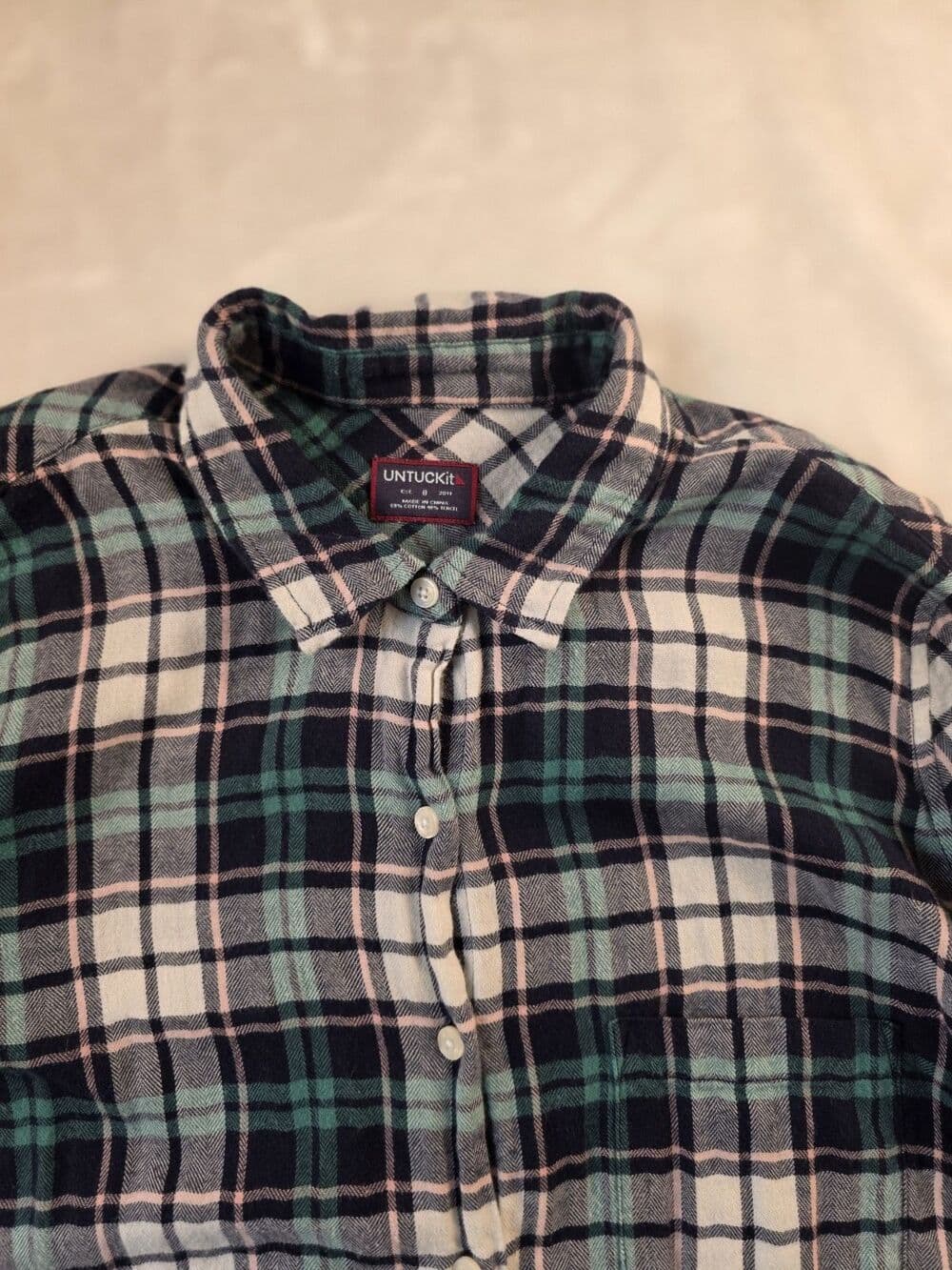 Untuckit Womens Size 8 Norante Green Plaid Long Sleeve Button Up Shirt