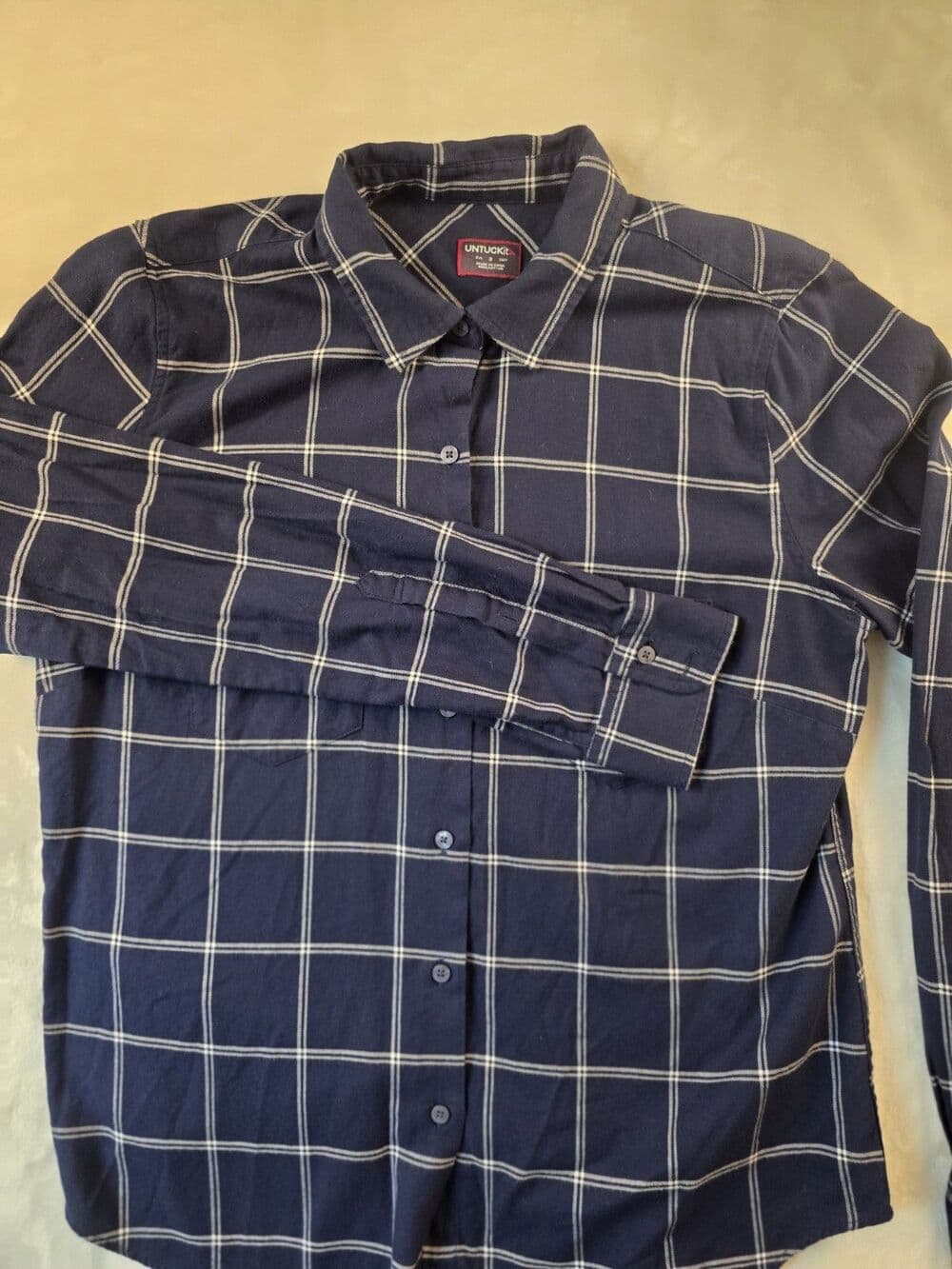 UNTUCKit Women's Size 8 Michelot Medium Blue Plaid Button Up Shirt
