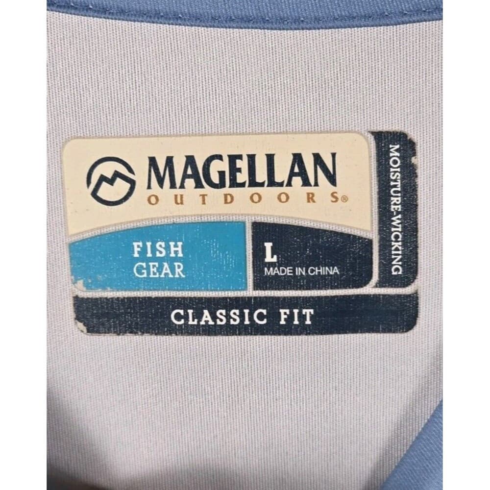 Magellan Men's Large Blue Outdoors Soft Wick Long Sleeve Graphic T-Shirt