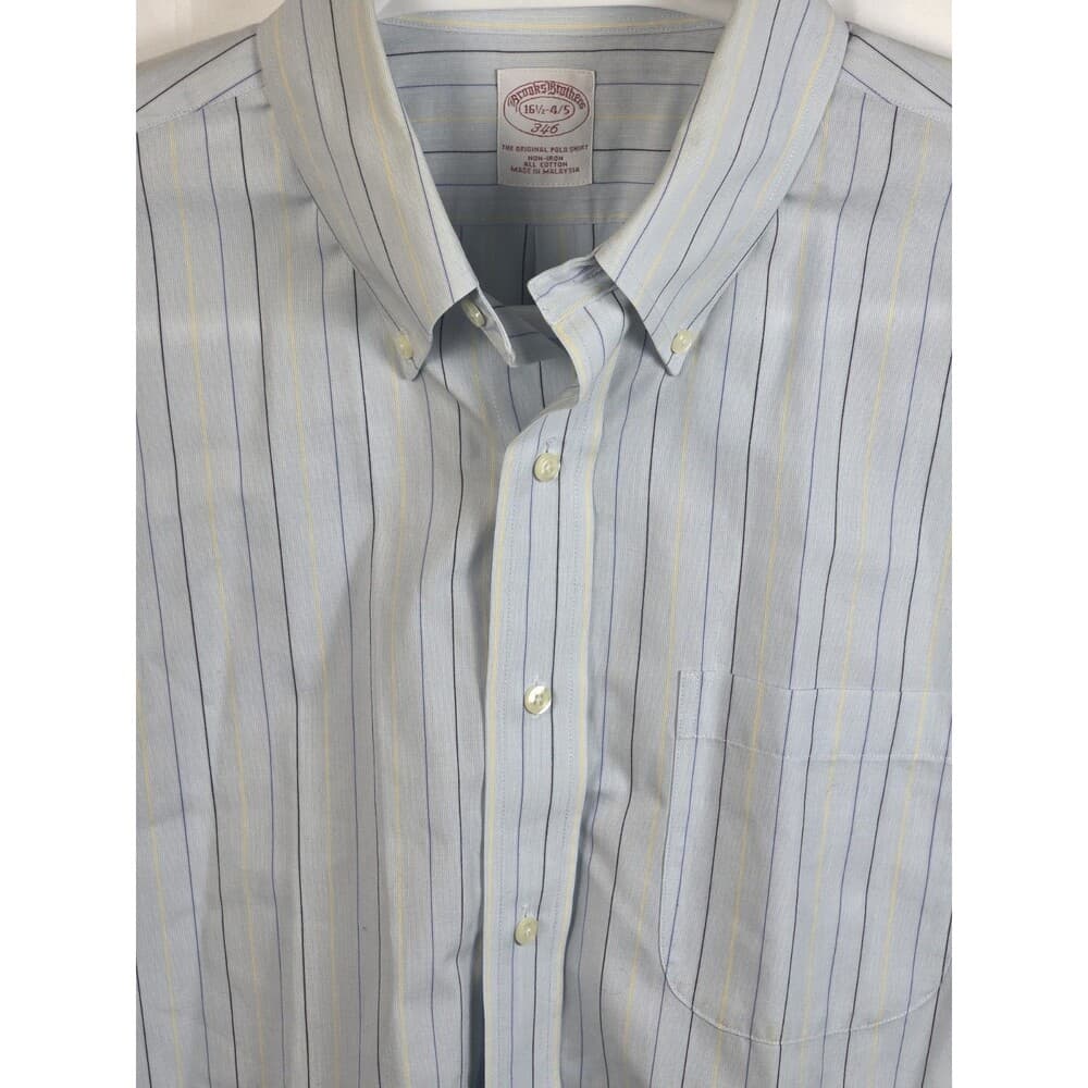 Brooks Brothers 346 Men's 16 1/2-4/5 Cotton Blue Long Sleeve Shirt