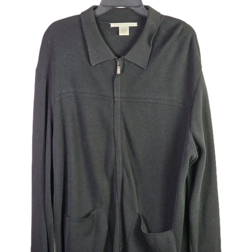 Perry Ellis Men's XL Black Full Zip Cardigan Long Sleeve Sweater