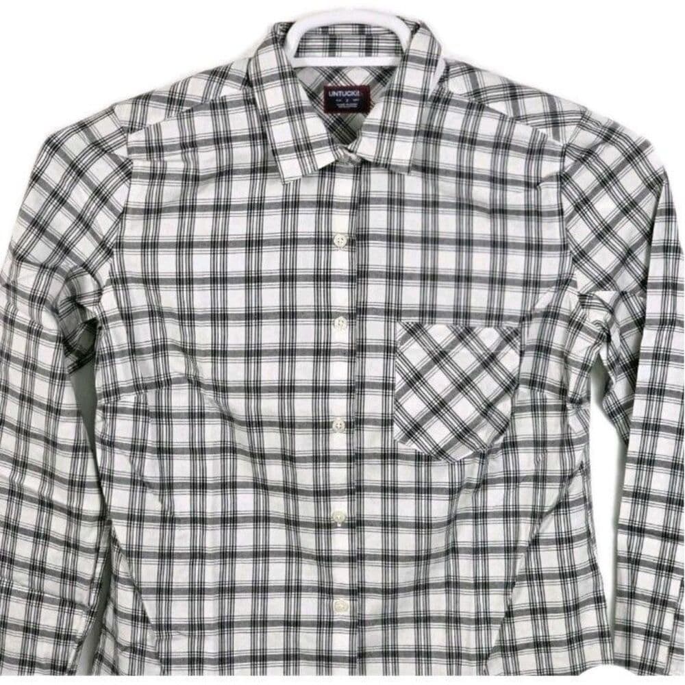 NWOT Untuckit Women’s Marina Plaid Long Sleeve Button Down In Sizes 0, 2, 4 & 6