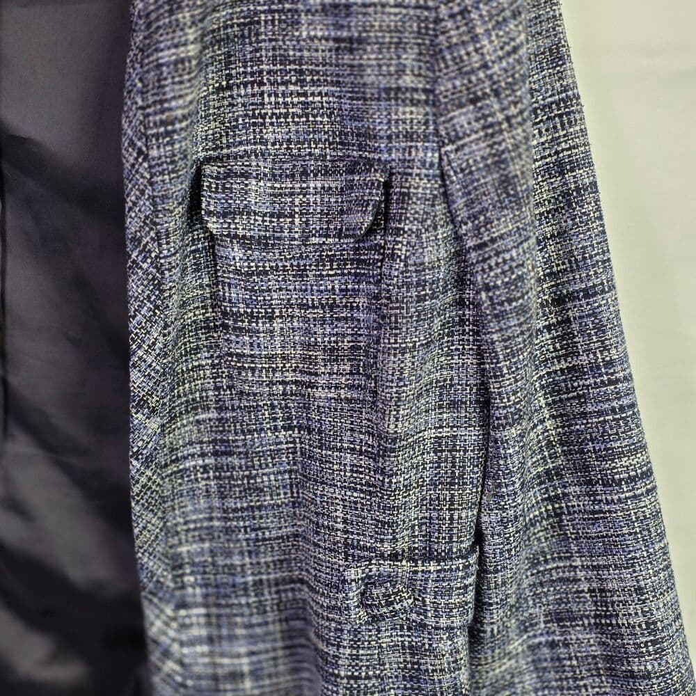 Liz Claiborne Women’s Petite 12 Blue & Gray Silk Open Front Suit Jacket