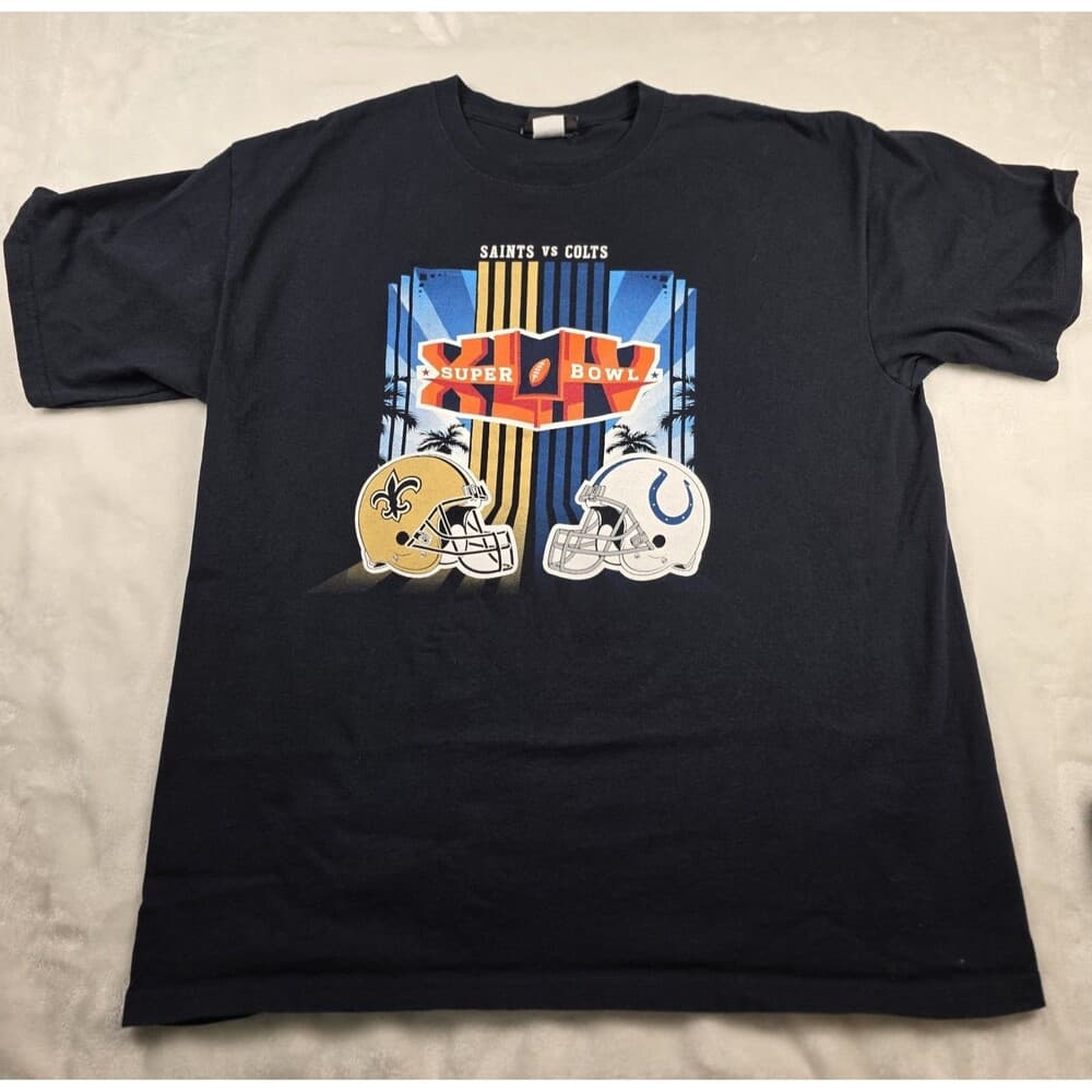 Reebok Super Bowl XLIV Saints Vs Colts Men's Size Medium Short Sleeve Shirt