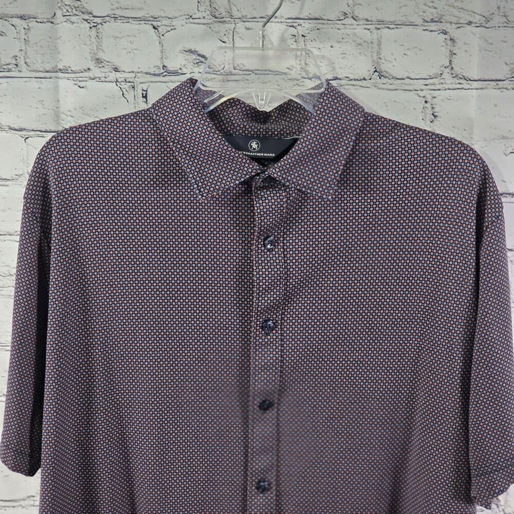 Hart Schaffner Marx Men's Large Marron Geometric Long Sleeve Button Up Shirt