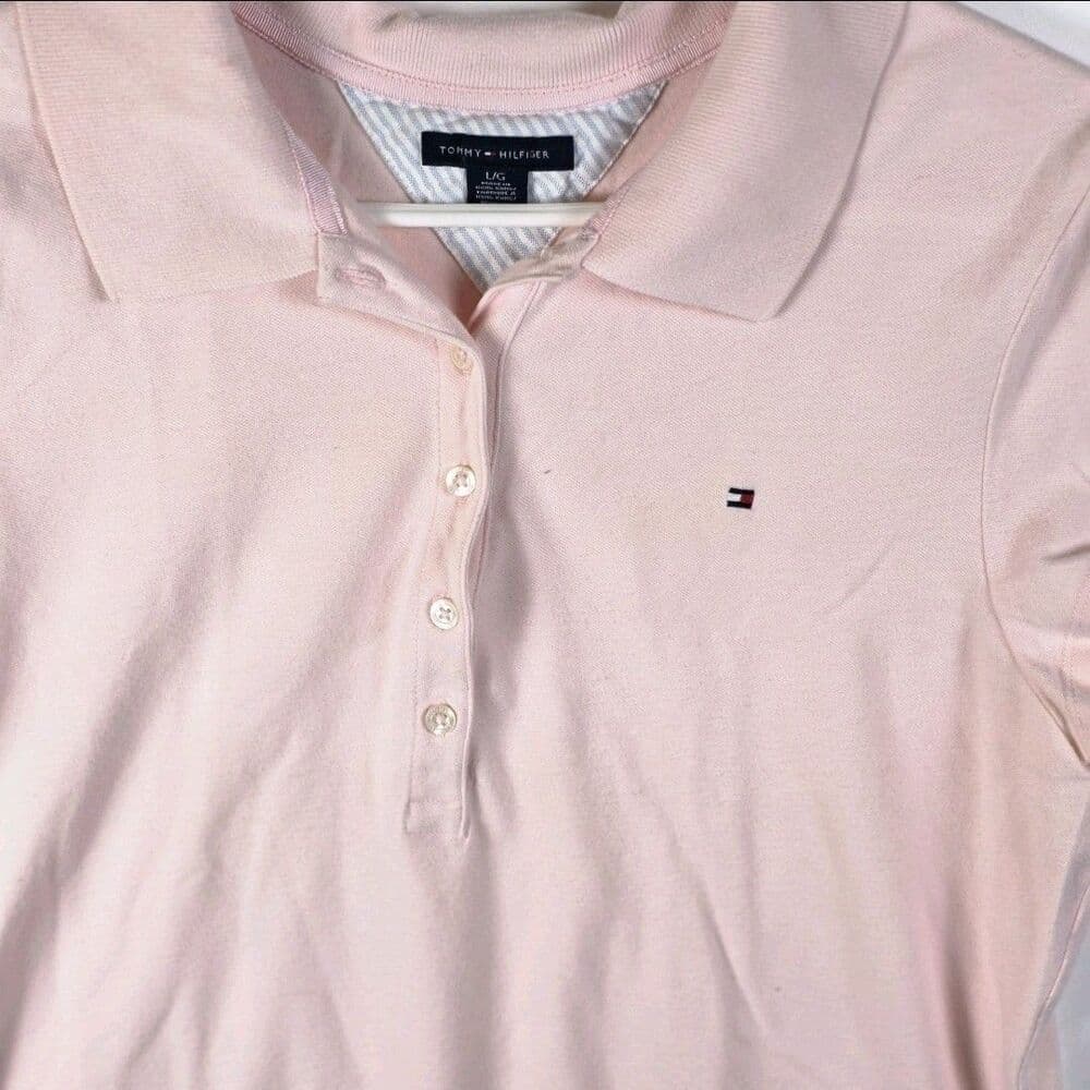 Tommy Hilfiger Women’s Large Pink Short Sleeve Stretch Polo Shirt