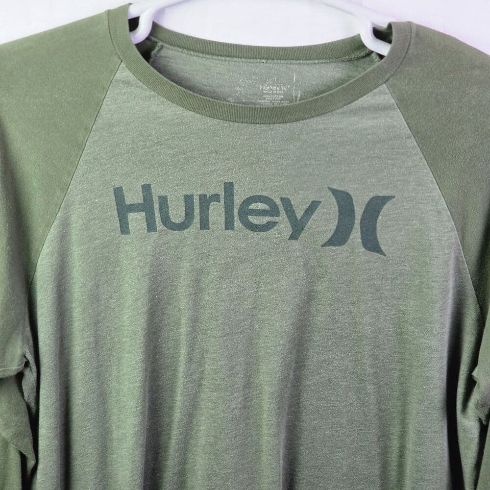 Hurley Men's XXL Green 3/4 Length Raglan T-Shirt * Flawed*