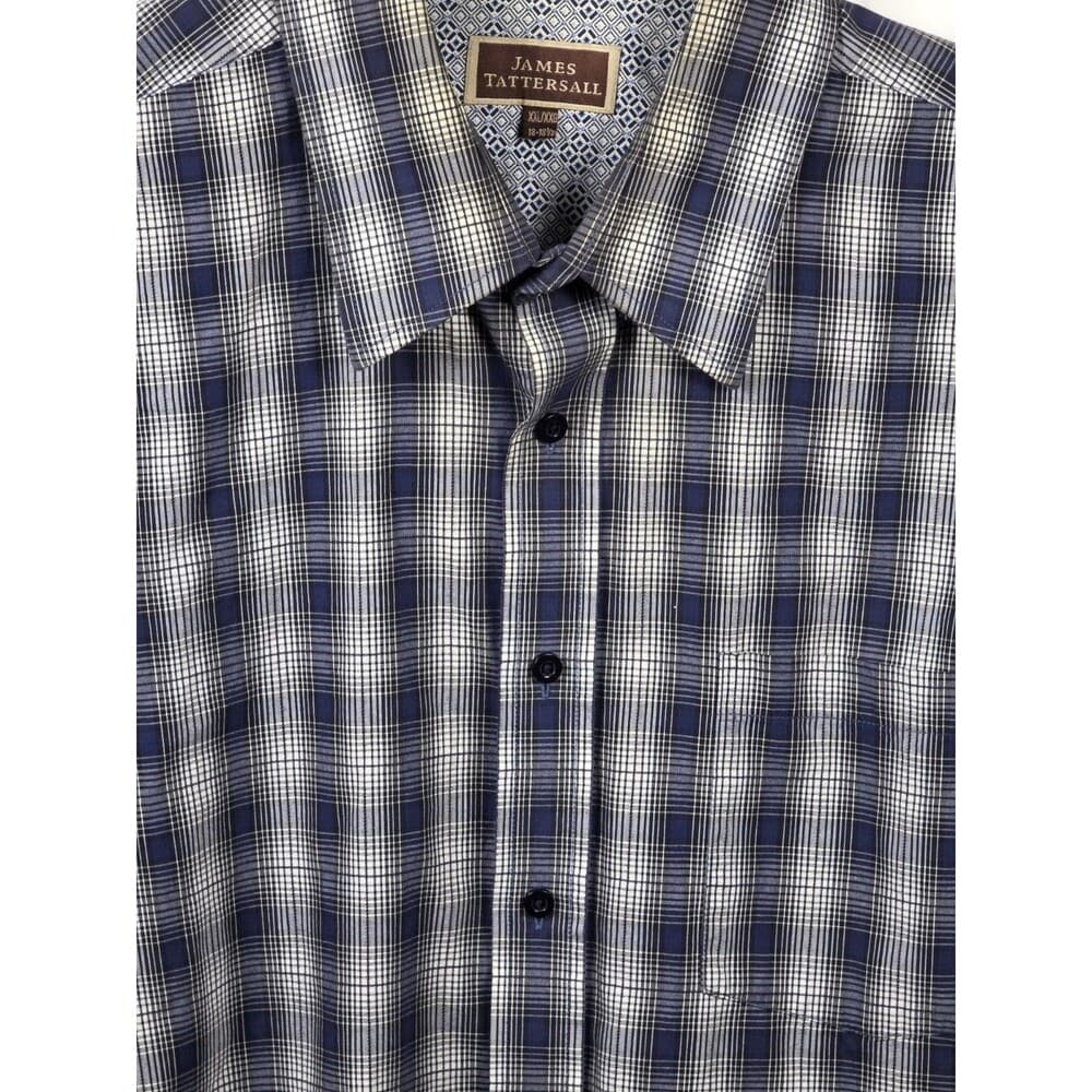 James Tatersall Mens Size XXL Blue/Black Plaid Long Sleeve Button Down Shirt