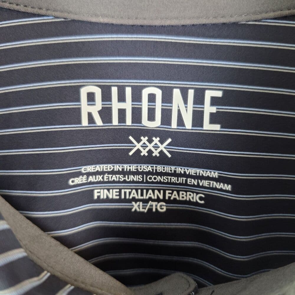 Rhone Men's XL Blue Commuter Striped Casual S/S Golf Shirt