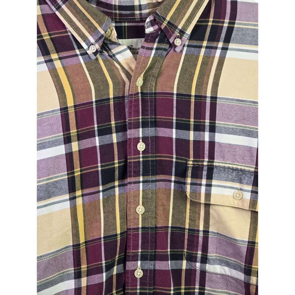 Eddie Bauer Men's Large Tall Plaid Heavy Cotton Flannel Long Sleeve Shirt.