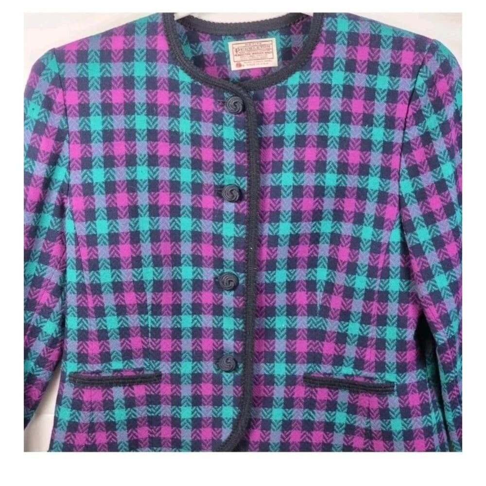 Pendleton Houndstooth Women's Size 12 Wool Blazer Usa