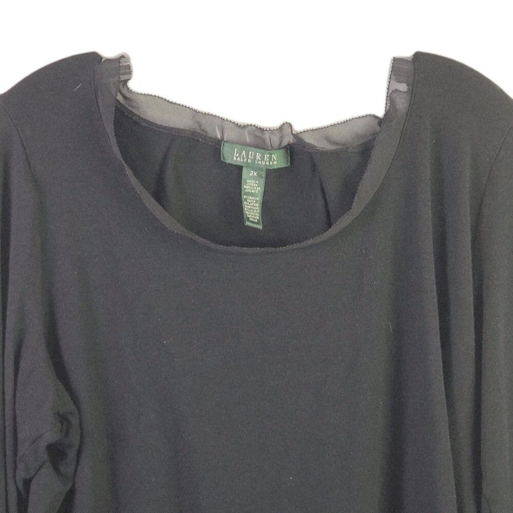 Lauren Ralph Lauren Women's 2X Black Short Sleeve Shirt