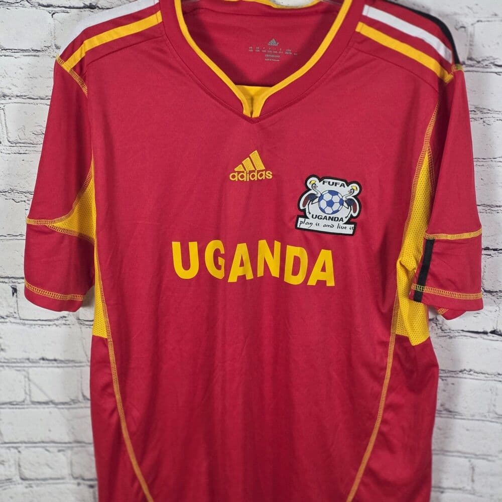 Adidas Uganda Cranes XXL Red / Yellow Soccer Futbol Jersey Climacool