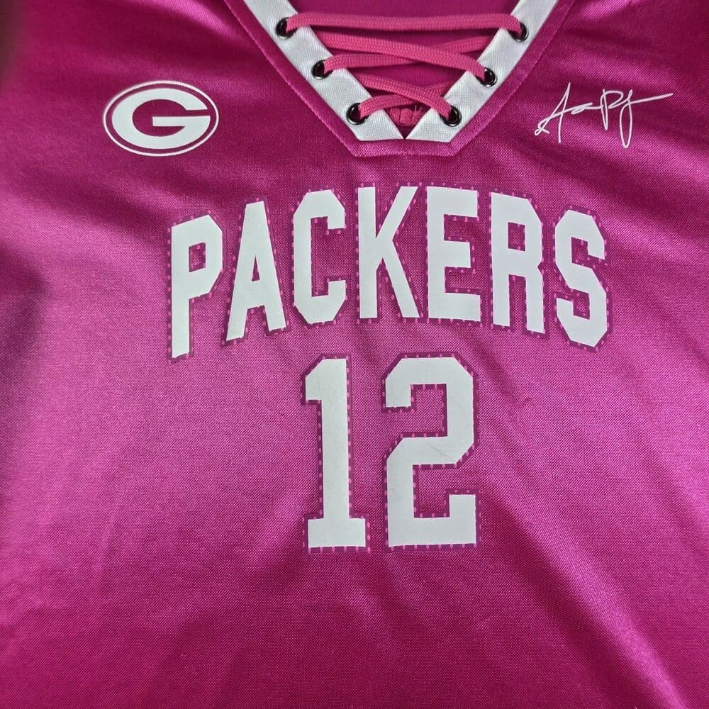 Team Apparel Women's Large Pink Green Bay Packers Brett Farve Jersey