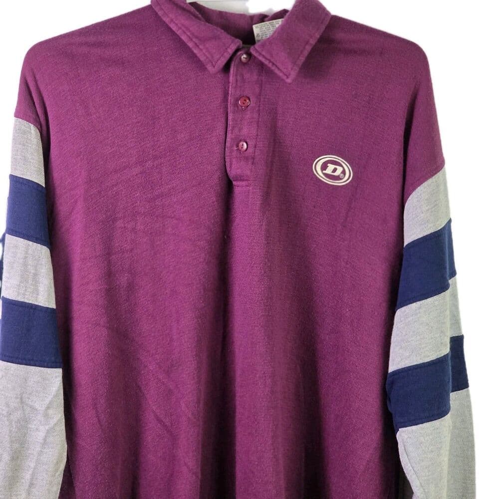 Vintage 80s Dunlop Men's XL Maroon & Gray Long Sweatshirt