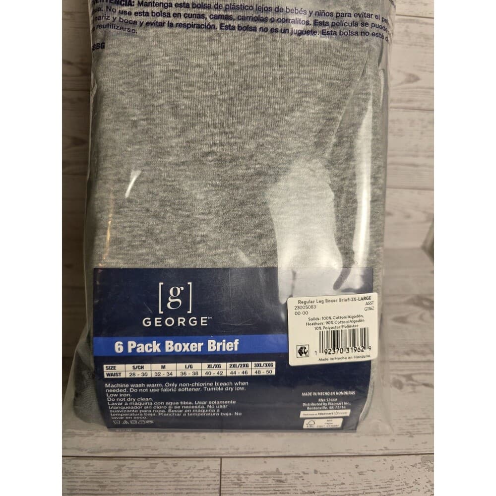 New 6-Pack George Men's 3XL Antimicrobial Moisture Wicking Briefs