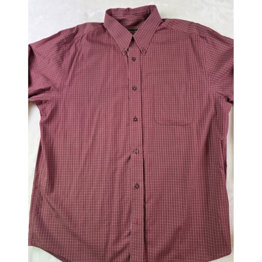 Eddie Bauer Men's Large Red Plaid Relax Fit Long Sleeve Shirt