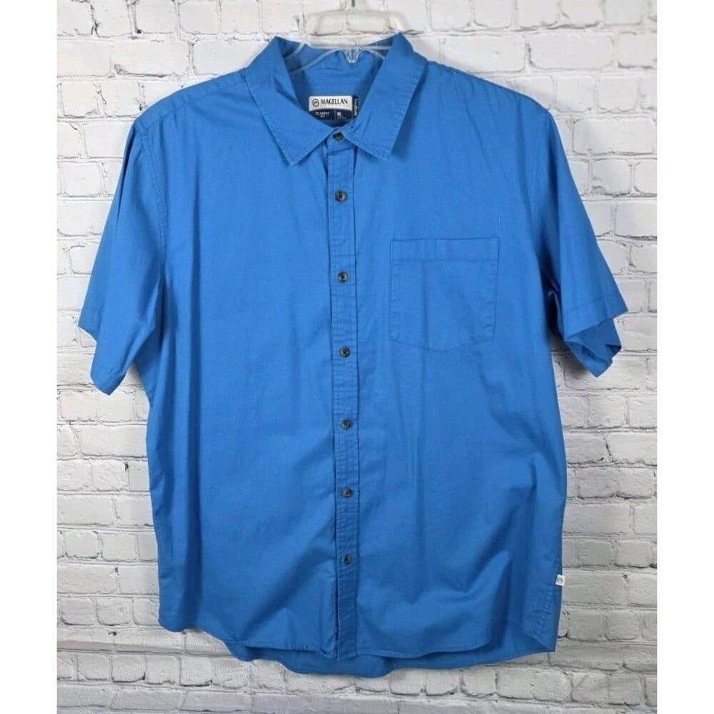 Magellan Men's XL Blue Classic Fit MagShield Short Sleeve Fishing Shirt