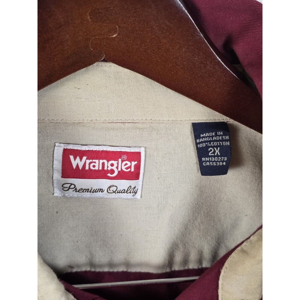 Wrangler Shirt Mens XXL Red Button Up Short Sleeve Premium Quality