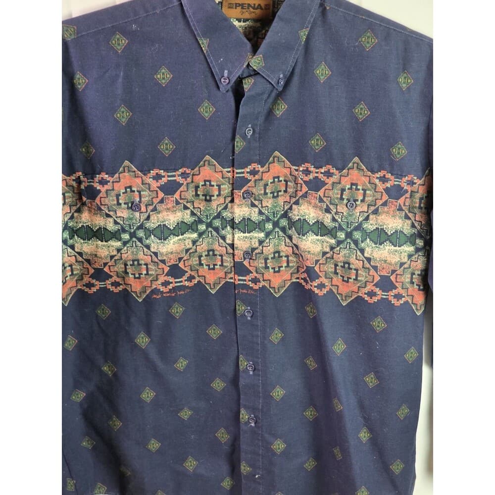 Vintage XXL Peña by Roper Western Shirt Southwest Yaqui Native Print