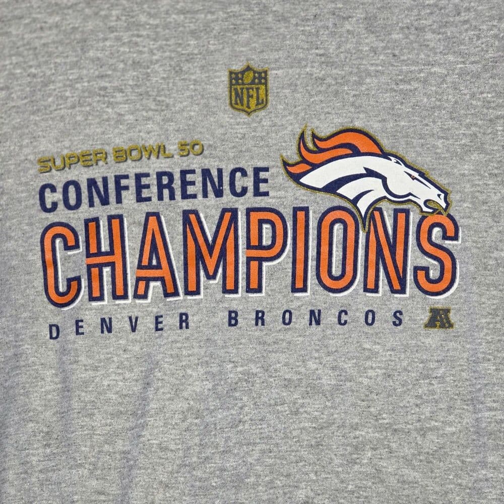 NFL Team Apparel Youth Small Gray Denver Broncos Super Bowl Conference Champions